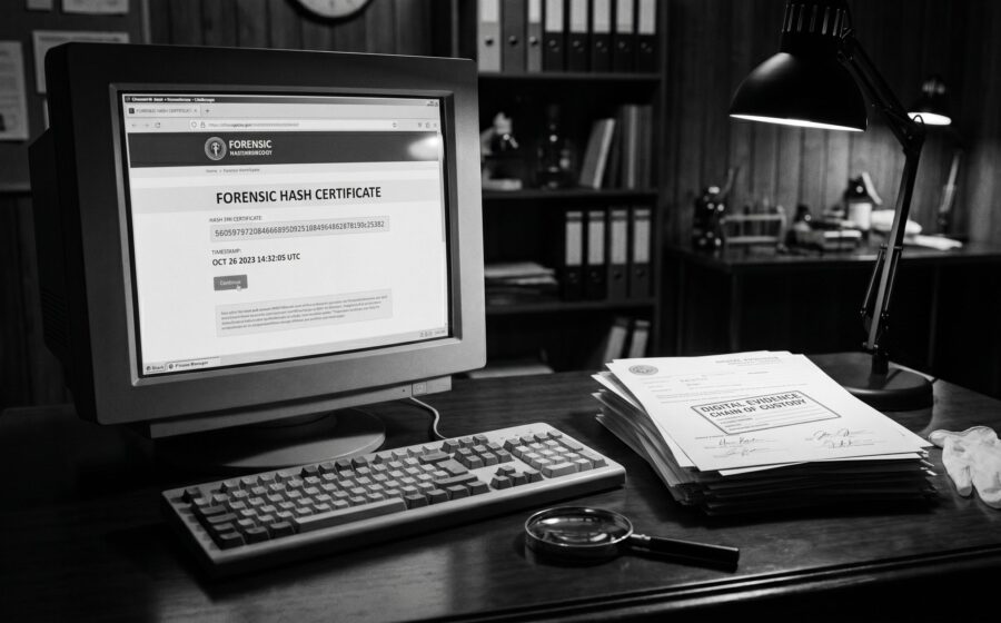 Screenshot as legally secure digital evidence, forensic documentation