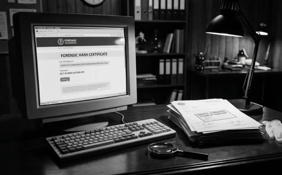 Screenshot as legally secure digital evidence, forensic documentation
