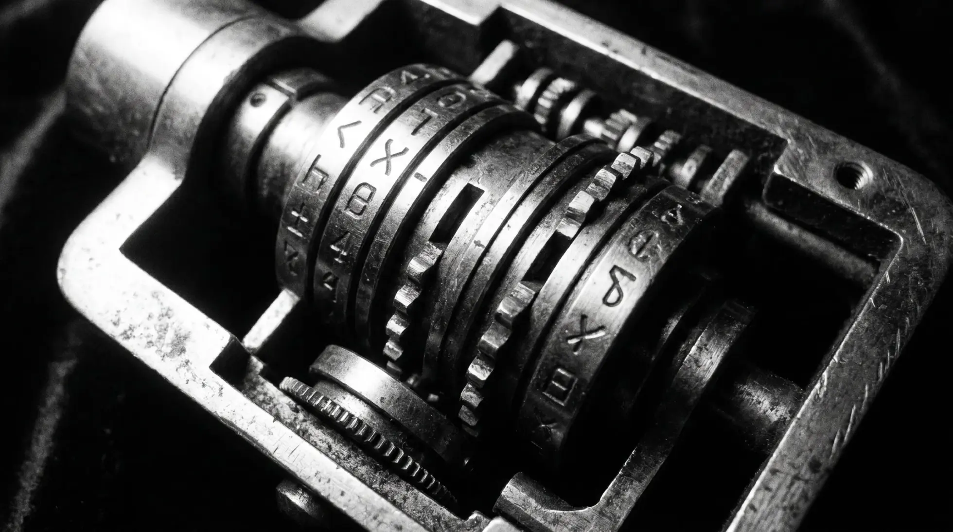 Precision combination lock mechanism, symbolizing data encryption and digital security