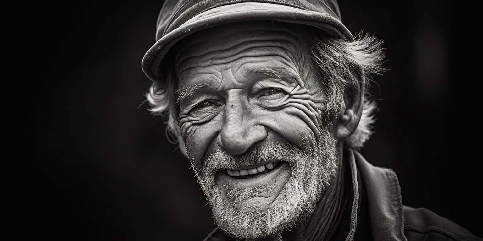 Portrait of a smiling elderly man with deep facial folds and wrinkles, on identifying individuals by facial creases