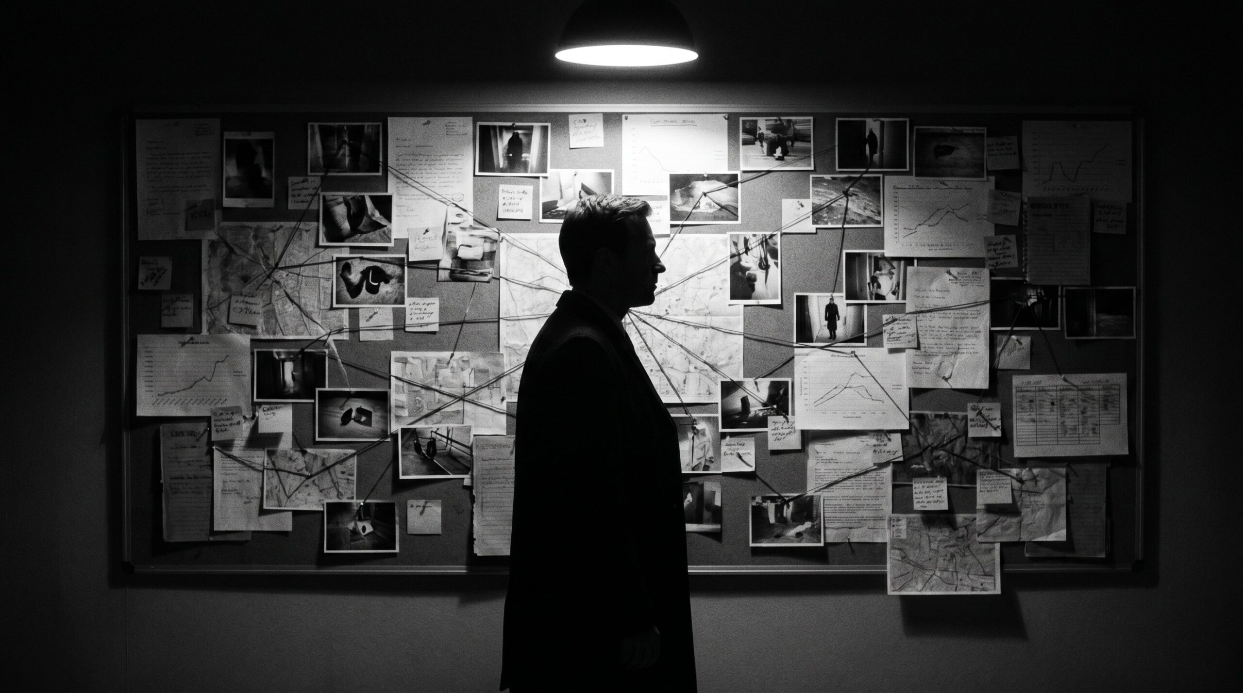 Crime evidence board in police briefing room, symbolizing a decade of criminological analysis in Germany