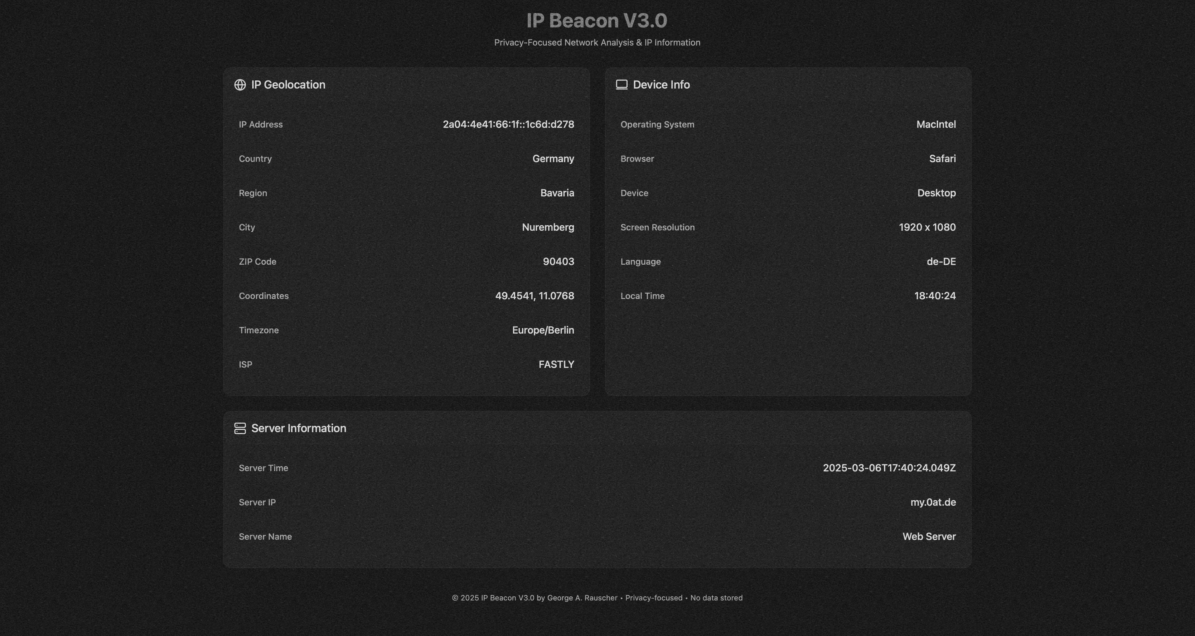 Screenshot of the IPBeacon interface used in the article