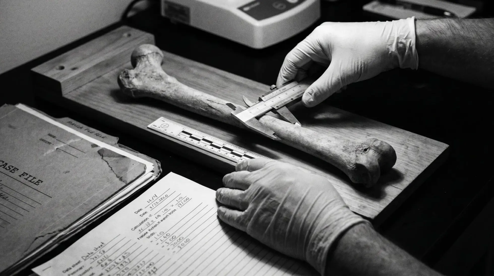Skeletal long bones measured for forensic stature estimation with Antrometric