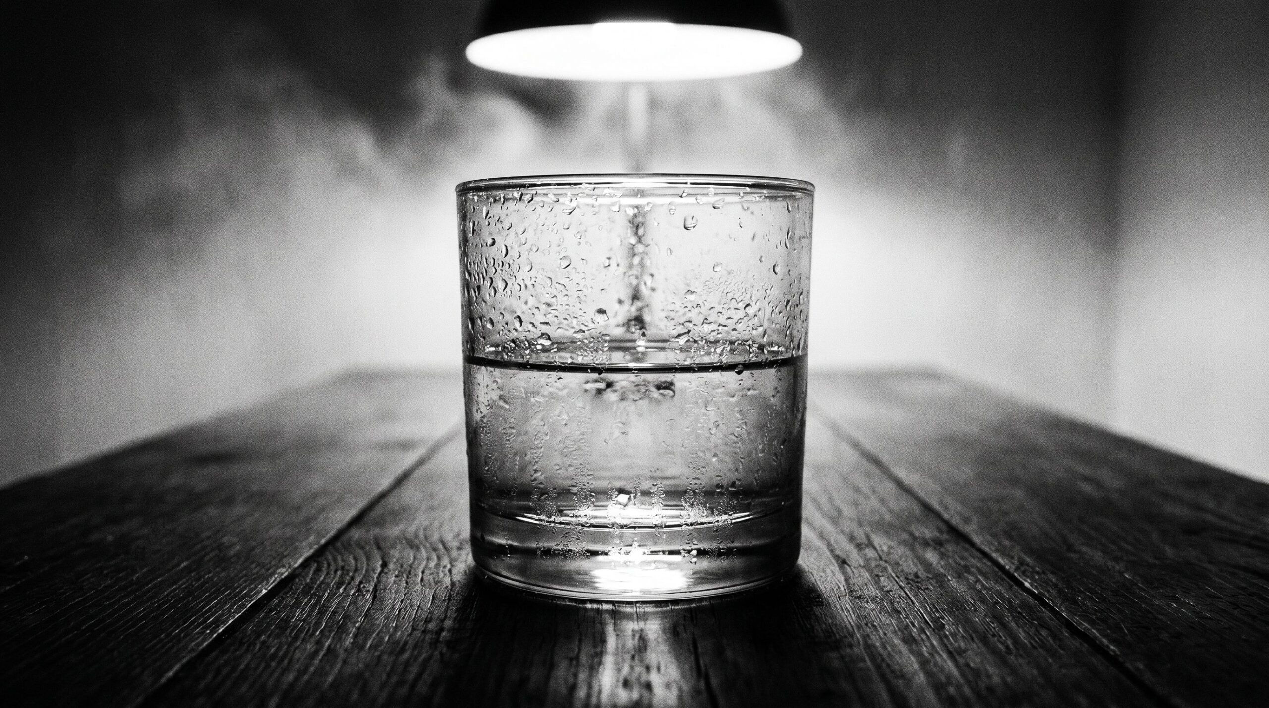 Ein Wasserglas symbolisiert die Balance von Fluessigkeit und Elektrolyten im Koerper