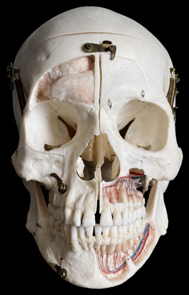 Aufwendig präparierter anatomischer Lehrschädel